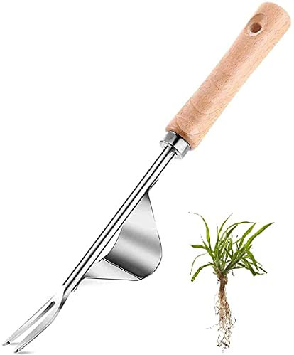 MAIREULB Hand Weeder Tool, Use Solid Wood Handle & Y-shaped Stainless Steel Shovel Mouth Design, Weeding Toolsfor Garden Lawn Farmland Transplant (1)