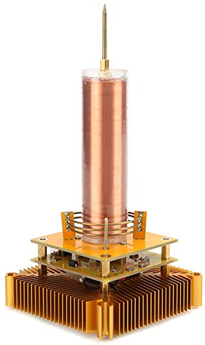 Fafeicy Musik -Spule Acryl-Basisschale, AC100-240V Musikspulen-Kit Plasma-Lautsprecher Sound-Power-Modul DIY-Werkzeuge Goldbasis mit Schale(EU Plug)