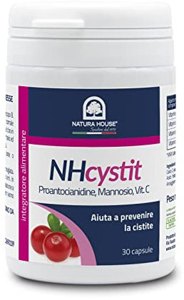 CISTITE E VIE URINARIE, SOLLIEVO AI DISAGI INTIMI - Mirtillo Rosso, Uva Ursina, Sambuco, Mannosio, Vitamina C - NH CYSTIT NATURA HOUSE - Integratore Alimentare - 30 Capsule, 100% Naturale