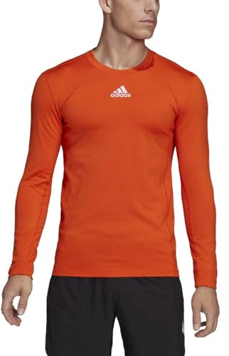 adidas Techfit Long Sleeve Warm Top - Mens Training, Team Orange, XL