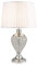 Lighting Supermarket Hepburn Large Crystal Glass Table Lamp with Matching Ivory Pleat Shade - Silver Chrome