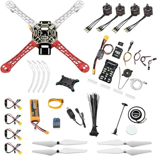 HAWK’S WORK F450 Drone Kit to build, Frame + Pixhawk + GPS + Power Module + ESC + Brushless Motor + Prop + Battery + Accessory + Guild Book & Video (Set B)