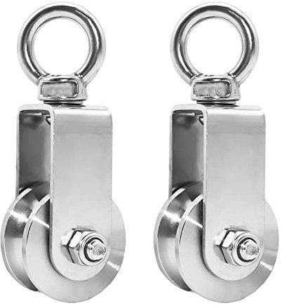 GothicBride 2 Pack 34 mm Pulley Wheel, Gym Fitness Pulley, Stainless Steel Pulley Block for Wire Rope Cable Machine DIY Attachment, Load 250 kg