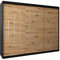 Kryspol Schwebetürenschrank York 250 cm Kleiderschrank mit Kleiderstange und Einlegeboden Schlafzimmer- Wohnzimmerschrank Schiebetüren Modern Design (Schwarz + Artisan Eiche)
