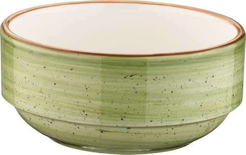 Bonna 6x Aura Therapy Banquet Stapelschale Schälchen rund 12cm 35cl 5,3cm tief Grün Creme Porzellan ATHBNC12JO Dipschalen Snackschalen Desserschalen Geschirr