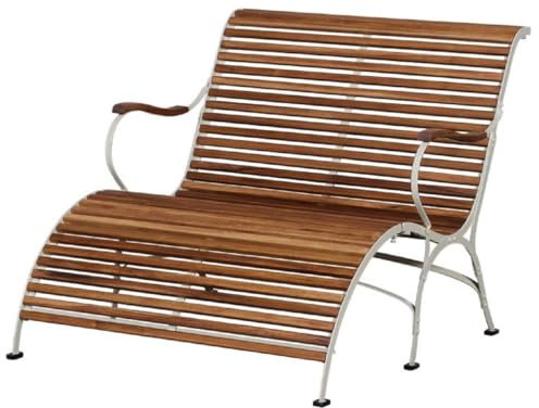 Casa Padrino Luxus Jugendstil Gartenbank Braun/Creme 107 x 150 x H. 91 cm - Garten & Terrassen Sitzbank mit Armlehnen und Fußstütze - Jugendstil Garten & Terrassen Möbel