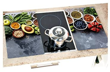 Neustanlo - 2 Stück Schneide- und Abdeckplatte - Healthy Kitchen Edition 4 Avocado Style - Sicherheitsglas - 52 x 30 x 0,8 cm - Ceranfeldabdeckung
