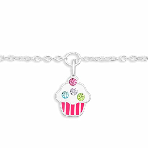 Monkimau Armband Damen Silber mit Kuchen Anhänger aus 925 Sterling Silver Bracelet Women Cupcake Charm Armkette Schmuck Geschenke für Kinder Mädchen Frauen