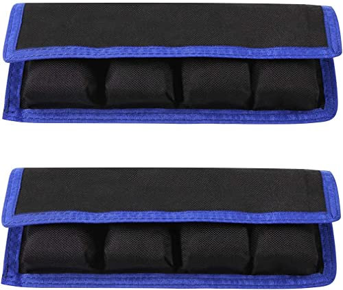 Selens 2PCS DSLR Camera Holder Case Pouch Bag (4 Pocket) Blue for AA Battery, LP-E6 LP-E8 LP-E10 LP-E12 Battery, EN-EL14 EN-EL15 Battery, NP-FW50 NP-F550 NP-FM500H Battery