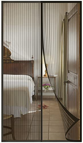 DIKER Moustiquaire Porte Fenetre Aimantée Magnetique, Rideaux Anti Mouches pour Porte, Rideaux Toile Insect Ecran,Moustiquaire Baie Vitree Coulissante,Magnétique Moustique Sans Perçage(160x210cm,noir)