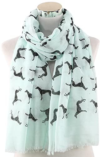 Bysonglezai Schals Damen Tücher Halstuch Scarf Damen-Tier Bedruckter Schal Im Neuen Koreanischen Stil, Hochwertige, Schöne Hundeschal, Polyester, Quasten, Dünner Schal, Grü