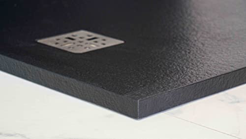 Piatto Doccia Nero effetto Roccia H.3,0 cm in Mineralsolid Antiscivolo (100x150)