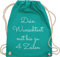 Turnbeutel Rucksack - Aufdruck selbst gestalten - Wunschtext I Geschenk personalisiert - Unisize - Türkis - stoffbeutel kindergarten beutel wechselkleidung personalisierte bedrucken sportbeutel
