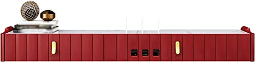 URBERY Schwebender Fernsehschrank, Blockieren Sie Nicht das Signal Design Router Wandmontierter Fernsehschrank mit Schubladen, für Wohnzimmer, Unterhaltungszimmer/Rot/140 cm