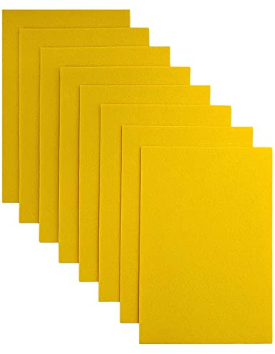 Jtnohx Steifer Filz, 2mm Dickes Filz zum Basteln, 8 Stuck 20x30cm Bastelfilz, Filzstoff Quadrate für DIY-Projekte (Gelb)