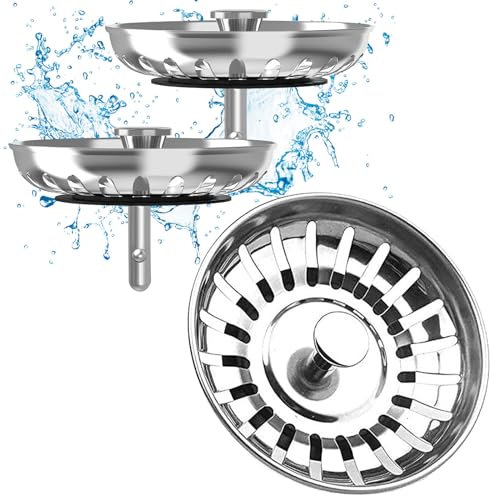 2 Universal Spülbecken Siebkörbchen, Siebkörbchen Spüle Ersatzteil, Edelstahl Küchenspüle Sieb Stopper, Anti Clogging Abflussstopfen Küchenspüle für Küche Siebkorbventil 78 mm - 80 mm
