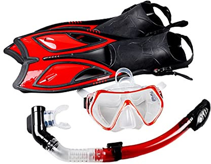 Schnorchelmaske, Ausrüstung, Anzug, Rahmen, gehärtetes Glas, Taucherbrille für Erwachsene, vollständig trockener Schnorchel, Lange Flossen, Schnorchelset Feito NA China