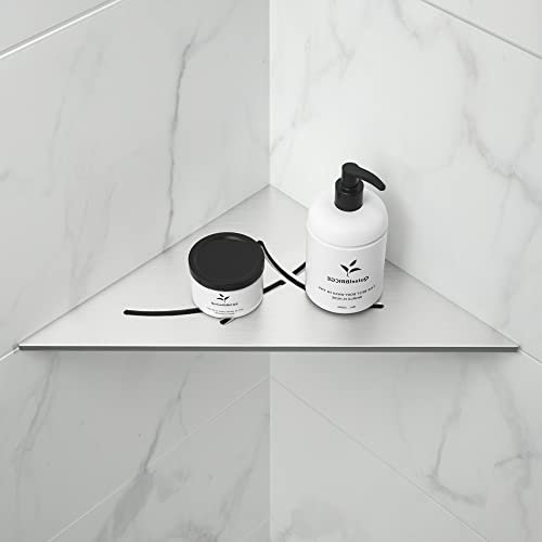 Bernkot Étagère de douche en acier inoxydable 304 - Étagère de rangement intégrée - 254 mm - Carrelage en céramique - Étagère murale triangulaire - Utilisé pour le stockage de salle de bain - Pas de