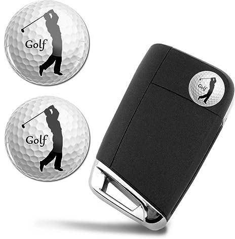 SkinoEu 2 x Ø14mm Aufkleber Sport Spiel Golf Golfer Schlüssel Emblem Stickers Für Fernbedienung Auto Moto Logo Key Badge Tuning KSK 21