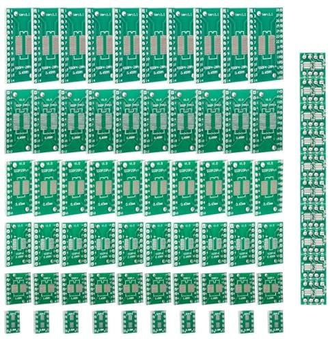 Towviy 70 Stück Doppelseitig Lochrasterplatte Kit PCB Universal Board Leiterplatte Platine Streifenrasterplatine PCB Prototype Board mit 7 Module (SOP8 SOP10 SOP14 SOP16 SOP20 SOP24 SOP28)