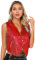 Yeahdor Damen Pailletten Weste Glitzer Ärmellos Anzugweste Tanzjacke Weihnachtsweste Tanzkostüm Karneval Cosplay Verkleidung Rot S