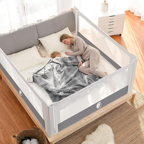 monkey mum® Popular Rausfallschutz Bett, Bettgitter,80-200cm,Stabil,Hoch Bettgitter Rausfallschutz, Rausfallschutz Bett 160cm, Rausfallschutz Boxspringbett, Bettgitter Boxspringbett, Bettschutzgitter