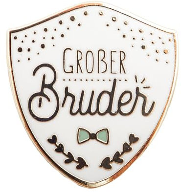 Manahia Emaille-Anstecknadel Geschenk Großer Bruder - Mit Kraftpapierkärtchen - Geburtsankündigung - Zukünftiger Bruder - Brosche - Schwangerschaftsankündigung