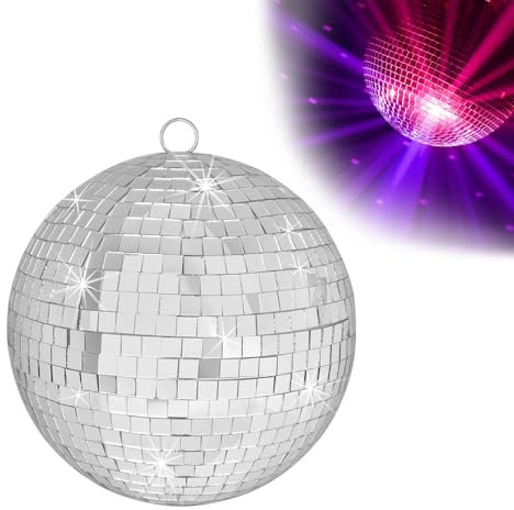 QINERSAW Ø15CM Spiegelkugel Silber Party DiscoKugel Spiegel Disco Ball Party Kugel Mirrorball zum Aufhängen für Party Karneval Geburtstag Mottoparty Weihnachten Schaumstoff