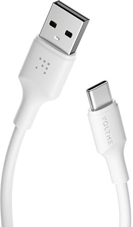 VOLTME USB C Cable 60W, QC 3.0 USB A Carga Rápida Tipo C Cable, 3A TPE Cargador Cable Compatible con iPhone 16 Pro Max 15 iPad Air Macbook Samsung S24 Ultra Huawei Xiaomi etc, 1,2M Blanco