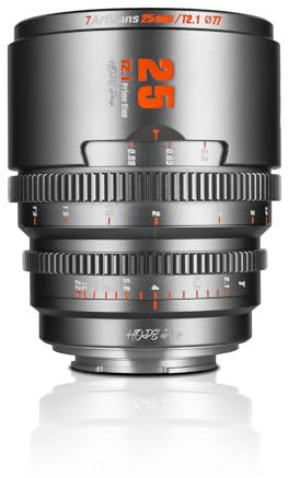 7artisans Objectif de cinéma Professionnel série T2.1 « Hope » 25 mm, Cadre S35 Compatible avec Monture Fuji X, pour FujiX-S20/X-T5/X-H2/X-T4/X-H2S/X-T3/X-S25(Gris Titane