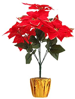 JYCRA Topf-Weihnachtssterne, Künstliche Weihnachtsblumen, Glitzernde Weihnachtssterne, Weihnachtsbaumschmuck, Künstliche Pflanzen, Weihnachtsdekoration (A)