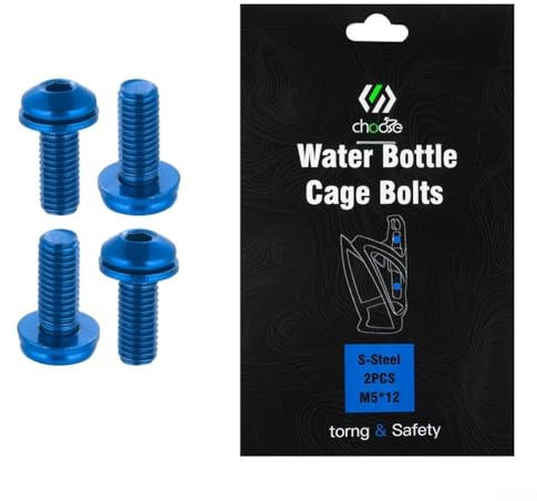 Lot de 4 vis porte-bidons, alliage d'acier, vélo, boulons M5 x 12, VTT et vélo de route (bleu)