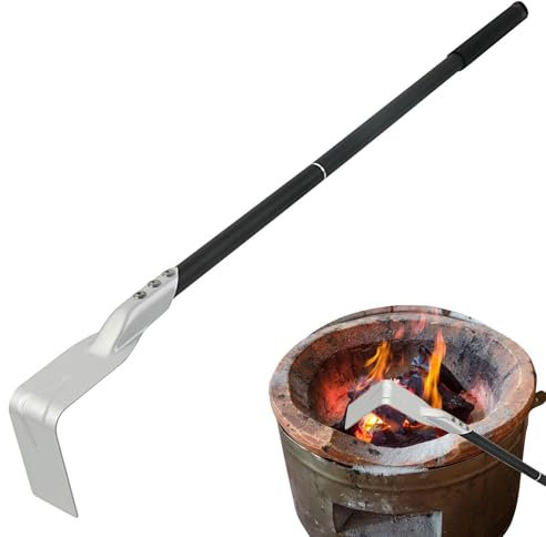 mivceklw Pizza Oven Ash Rake | Charcoal Kettle Grill Pizza Oven Ash Rake | BBQ Cleaner Poker Scraper for Pizza Oven, For Fireplace, Stove, Grill