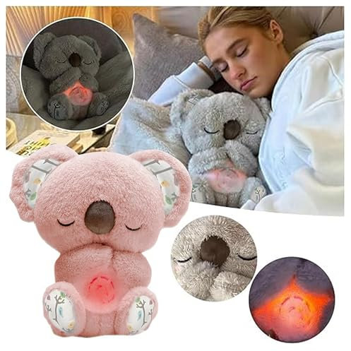 Dabeto Schlummer Koala mit Atembewegung, Beruhigendes Koalabär Kuscheltier, Schlummer Koala Plüschtier, Geburtstagsgeschenk, Geeignet für den Gebrauch im Schlafzimmer (Pink)
