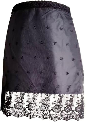 Vobumix Medio Delantal de Encaje Delantal de Media Cintura Delantal Bordado Vintage Delantal de Cintura Corta para Cocina Restaurante Bistro