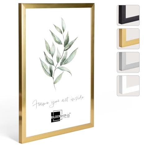 Kunststoffrahmen modern Bilderrahmen Fotorahmen gradlinig Gold 30 X 40 cm