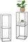 NUPTIO Support Plantes Interieur Metal: 2 Pièces 80cm Noir Porte Plante avec Panneau Acrylique à 2 Niveaux pour Decoration Maison - Vase de Fleurs pour Centre de Table Mariage