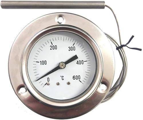 Termómetro para horno de leña y barbacoa, 0-600 °C, esfera con sonda