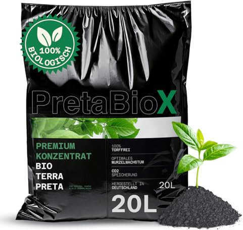 PretaBioX Terra Preta Bodenverbesserer - Fruchtbare Grow Erde durch aktivierte Pflanzenkohle - für Garten, Gemüse anpflanzen, Balkongarten oder als Rasendünger, Konzentrat Dünger