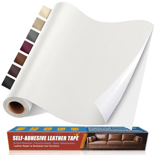 Sgooyir Leder Reparatur Set, 40x100cm Kunstleder Selbstklebend, Kunstleder Reparaturset Flicken Selbstklebend Patch für Autositze, Sofa, Jacken, couch, Möbel Weiß