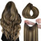 hotbanana Secret Hair Extensions Echthaar, Secret Draht Extensions Echthaar Remy Haarverlängerung mit Draht Invisible Fish Line Haarverlängerungen 30cm 70g Schokoladenbraun gemischtes Karamellblond
