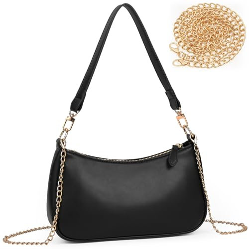 Aucuu Kleine Handtasche Damen, Clutch-Handtaschen mit Kette, Mini Hobo Bag, Retro Schultertasche für Damen, Kleine Umhängetasche mit Reißverschluss