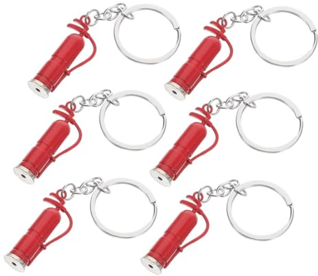 Zinklegierung Feuerwehr Schlüsselanhänger Rot, 6stücke | Kleiner Löschgerät für Handtaschen, Schlüsselsets oder Autoschlüssel, Leichter Karabiner, Auffälliges Gesprächsthema