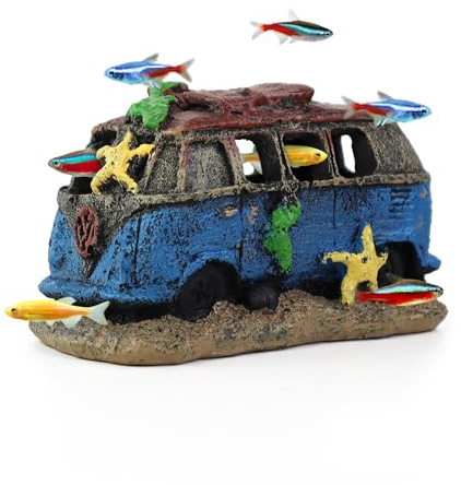 LuckyOpt Aquarium Landschaftsschachtel, realistisches Auto Wrack Fischtanker Landschaftsschachtel, Aquarium Auto Fischtanker Dekoration Zubehör (Auto Wrack)