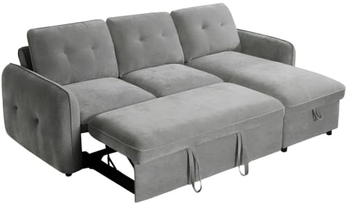 Beehive Furniture Marlowe - Universal Corner Sofa Bed - Grey Upholstered Corner Couch | Setup Included | Built to Last (Universal Corner Sofa Bed)