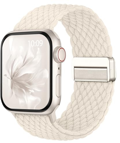 Geflochtenes Band Kompatibel mit Apple Watch Armband Magnetverschluss Nylon | Elastisch für Damen und Herren, passend für iWatch SE, Series 3 4 5 6 7 8 9 10 11 12,Ultra, Größen 38/40/41/42/44/45/46/49mm