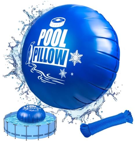 BerrysParadise Poolkissen Winter Ø1,8m XXXL, Luftkissen für Pool, aufblasbares Überwinterungskissen für Poolabdeckung, mit Doppelnaht und 15m Seil, Zubehör für Poolüberwinterung