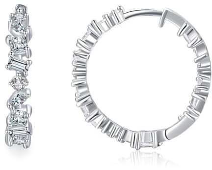 Beydodo Creolen Damen Weißgold 750 585 375, Ohrringe Creolen Huggie mit Moissanit Ohrringe Hochzeit Nickelfrei Echtschmuck