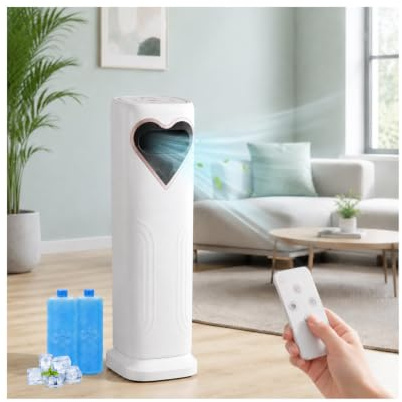 PINCHU Raffrescatore d'Aria, Condizionatore Portatile Caldo e Freddo, Ventilatore a Torre con 3 velocità, Oscillazione, Serbatoio 3.5L, Timer 12H e Telecomando per Casa