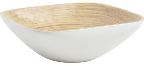 Saladier en bambou laqué blanc